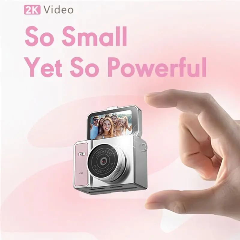 AA08-Mini Portable HD Camera For Kids Students Party Outdoor Sports Pocket Selfie Camcorder 2K Photography Video Recorder