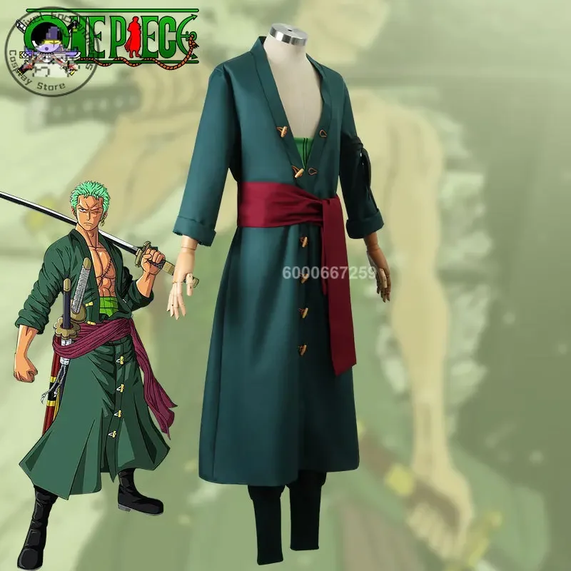 RT01 อะนิเมะ Roronoas คอสเพลย์เครื่องแต่งกายชุดกิโมโน Robe Zoro เสื้อคลุมชุดผู้ใหญ่เด็กฮาโลวีนชุดวิกผมต่างหู Props Comic Con * Jk2