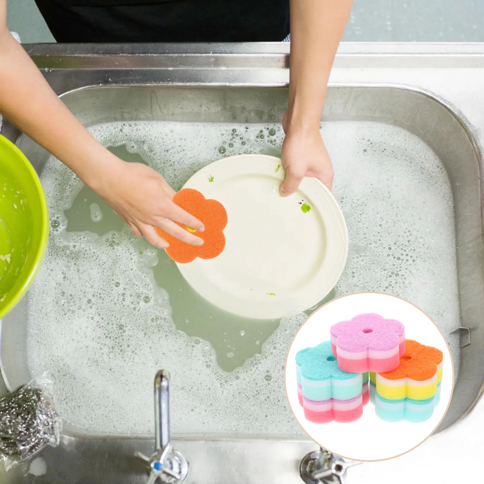 

5 Pcs Scrubbing Sponge Dual Side Clean Pattern Dish Washing Scrubbers Dual-sided Sponges Cleaning Car Supply Detailing Pad