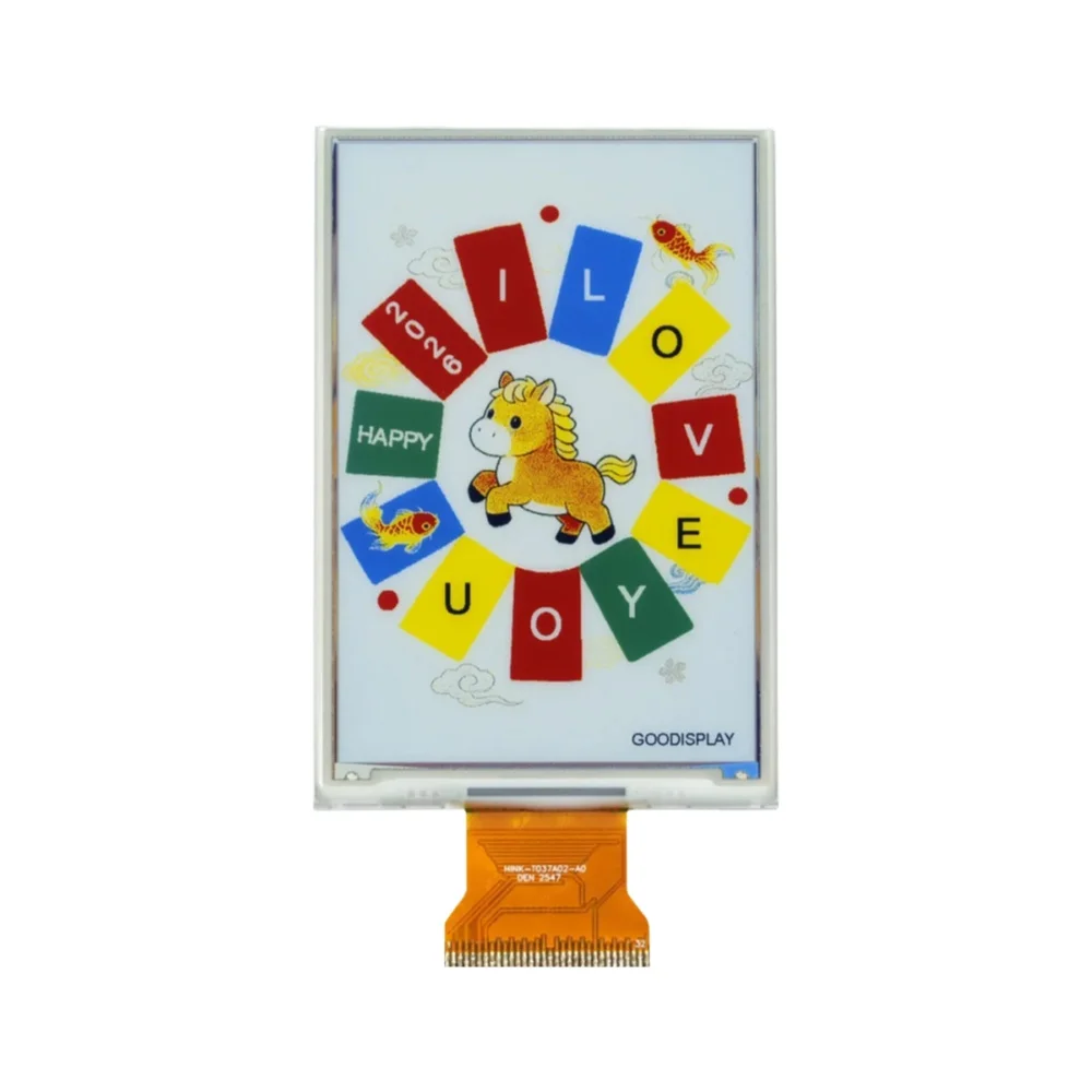 3,7-calowy wyświetlacz E-Ink z 6 naturalnymi kolorami, 234 PPI, bez filtra kolorów, interfejs SPI o bardzo niskim poborze mocy, GDEH037E01 — 2