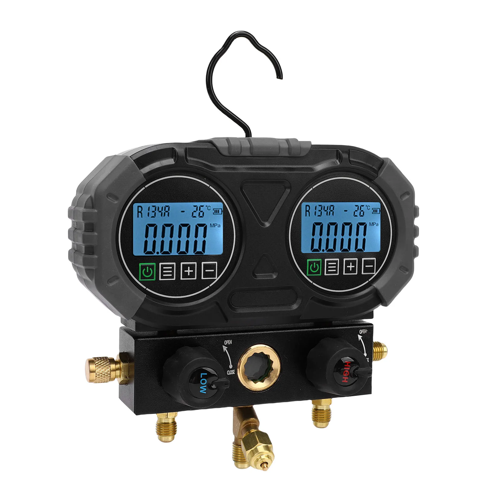 

Digital HVAC Manifold Gage Electronic HVAC Refrigerants Recharge Pressure Tester Tool 0-6000 Kpa