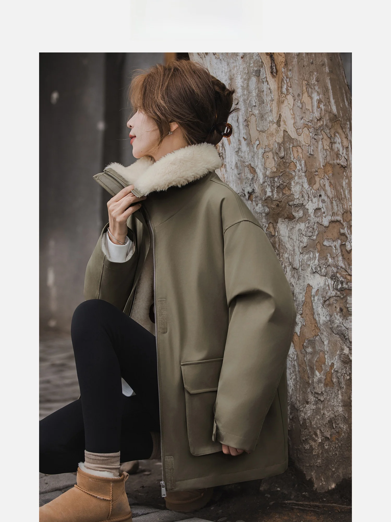 

Women's Flight down Jaet Small Valley ain Workwear Sle Color Blo Fur Collar 90 White Du down Outerwear Winter New Top