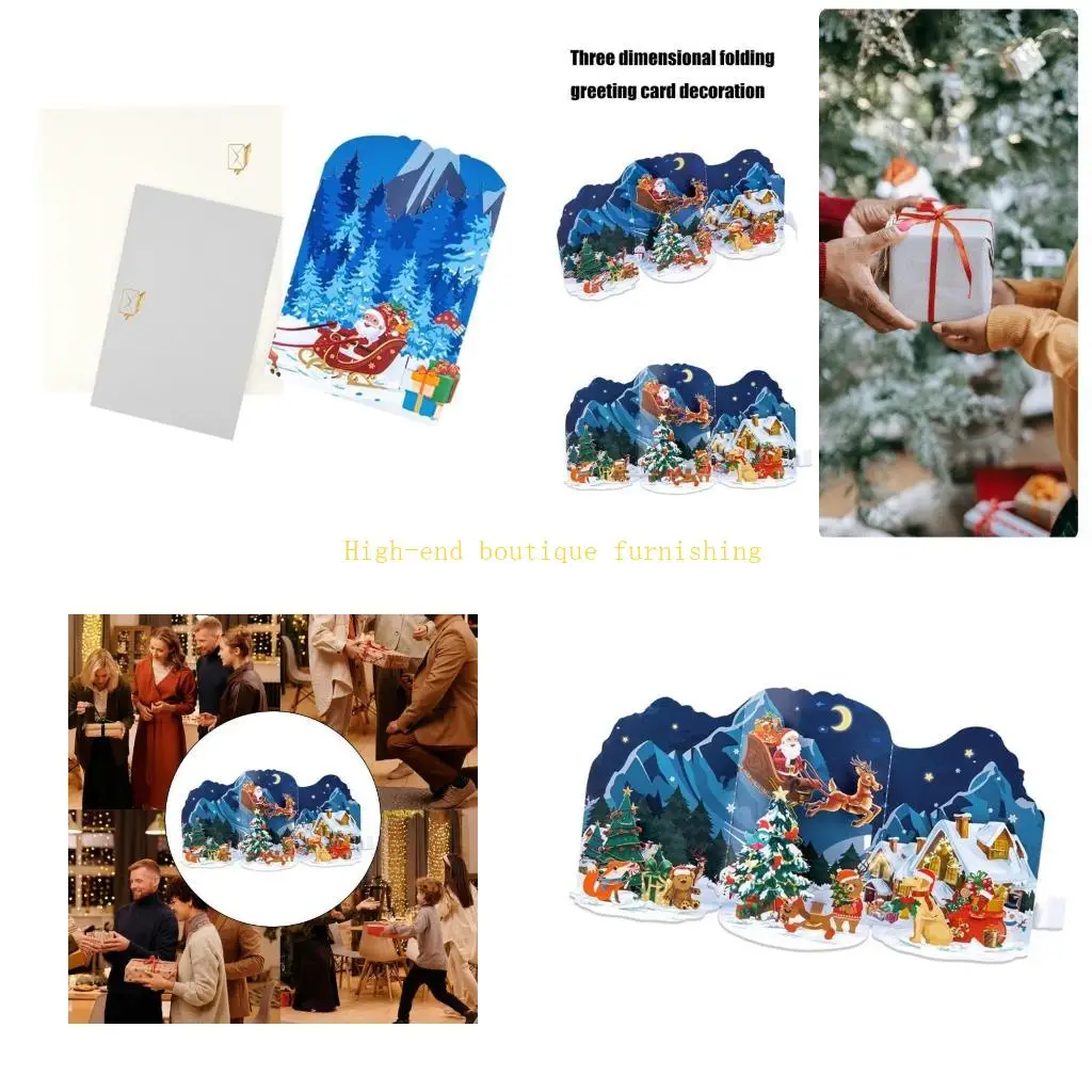 

L9NB 3D Рождественская всплывающая открытка с конвертом Стильная праздничная открытка-сюрприз ручной работы Складная открытка