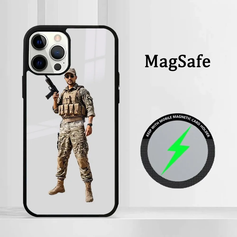 Houthi Armed Yahya Al-Sari Figures Phone Case For IPhone 16 15 14 13 12 11 Pro Max Plus Mini Magsafe Mirror Wireless Magnetic Co