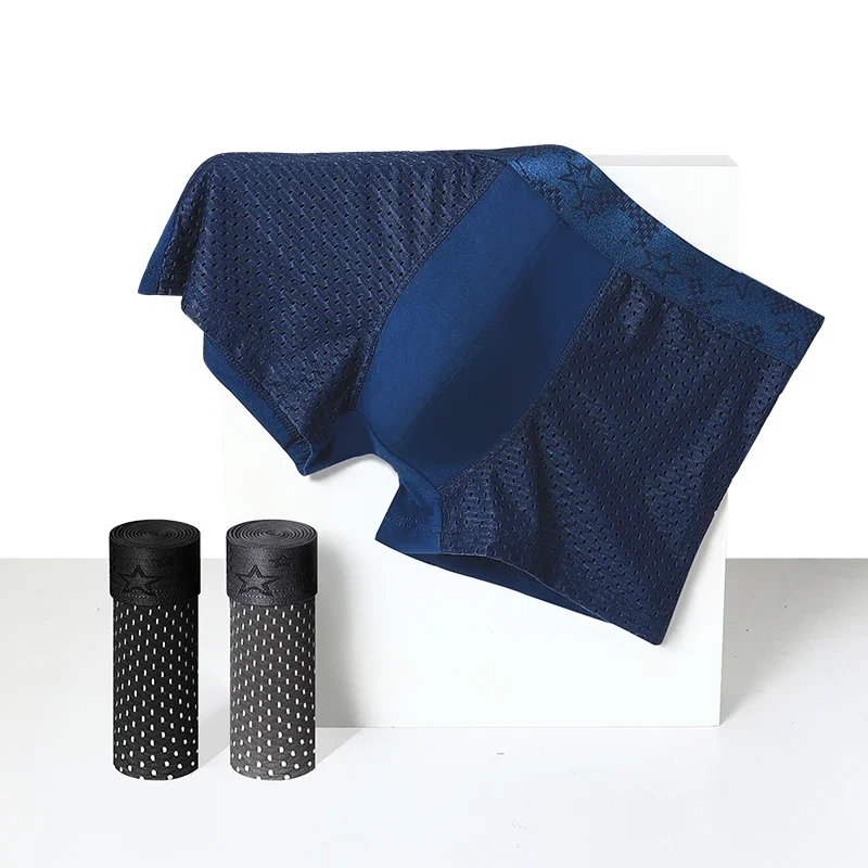 5 قطع من الملابس الداخلية للرجال ذات الشعار الشعبي من الحرير الجليدي هي شورت صيفي رقيق يسمح بمرور الهواء، شورتات بوكسر ذات طابع شخصي في الصيف