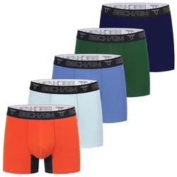 New 5pcs/set Men's Boxers Panties Sports Cotton Shorts for Men Briefs Set Long Sexy Underwear Camouflage Solid Color Clothing