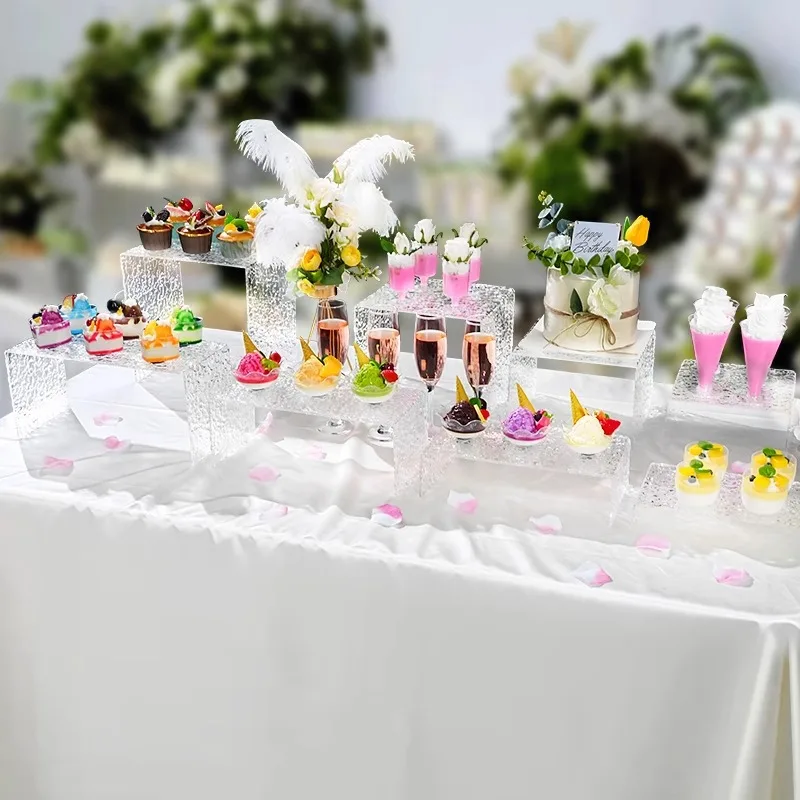 

Acrylic water ripple dessert stand display high value coffee break display birthday banquet cake snack commerc