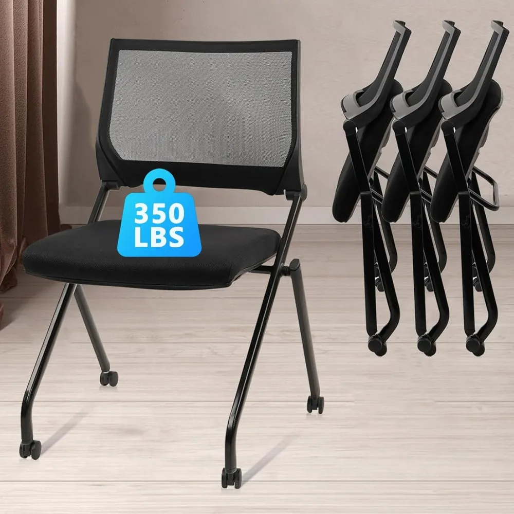 

Collapsible and Stackable Office Chairs with Swivel Casters and Lower Back Support, Ergonomic Mesh Seating Options