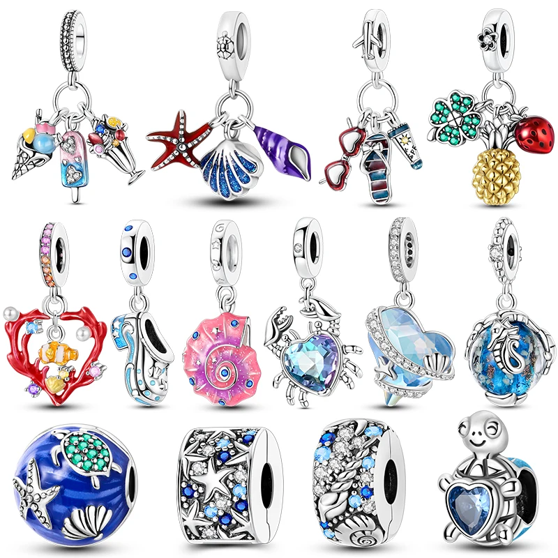 

Очарование из серебра 925 пробы, подвеска в виде морской черепахи и краба, подходит для оригинального браслета, бусины, женские украшения своими руками