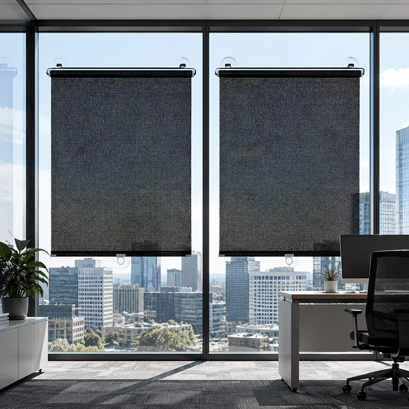 Portable Retractable Roller Shade With Suction Cups Sun Protection And Heat Insulation Perfect For Home Windows And Car Use