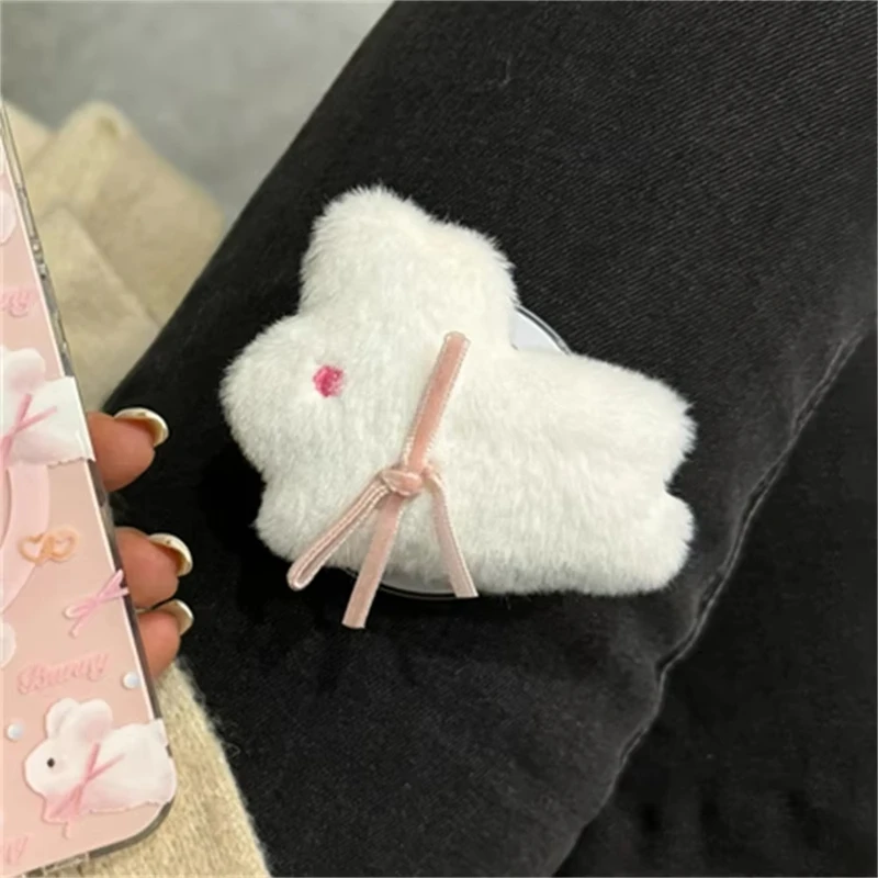 Soporte magnético de conejo con lazo de peluche 3D coreano, soporte para teléfono Tok Griptok, soporte para iPhone, Pad Magsafe Smart Tok