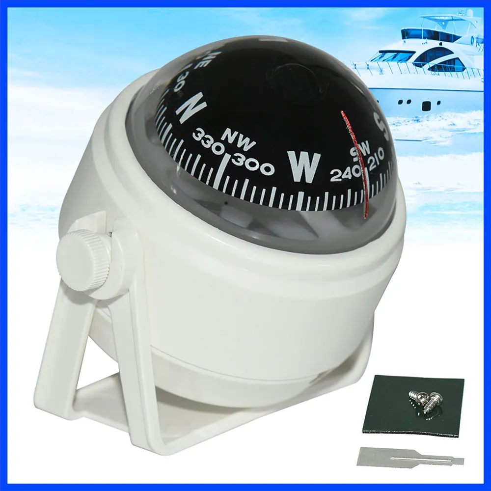 بوصلة الملاحة البحرية المقاومة للماء ABS بوصلة لقارب شاحنة ركوب الدراجات والمشي لمسافات طويلة LED دليل الإشارة الرقمية اتجاه الكرة باللون الأبيض