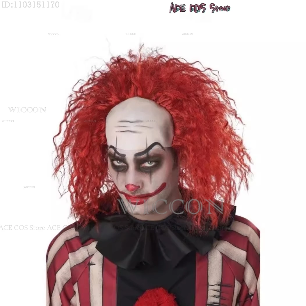 Costume de Cosplay de Clown Effrayant d'Halloween avec Perruque Rouge, Tenue de Mascarnaval pour Femme