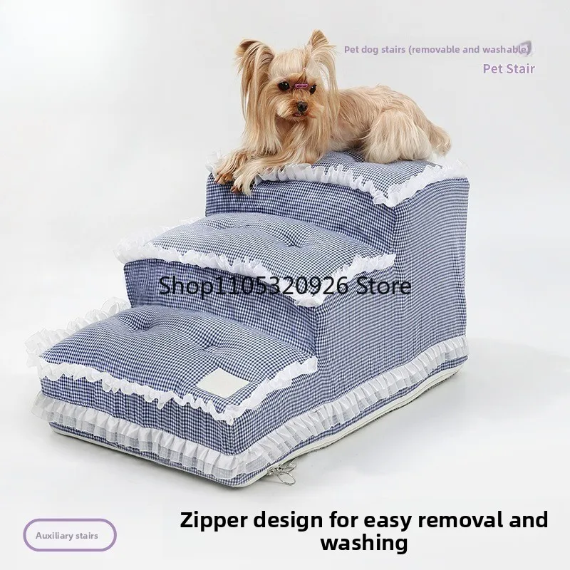 10 pet dog stairs can be folded, dismantled and washed dog assisted on the car sofa stairs non-slip three-story stairs
