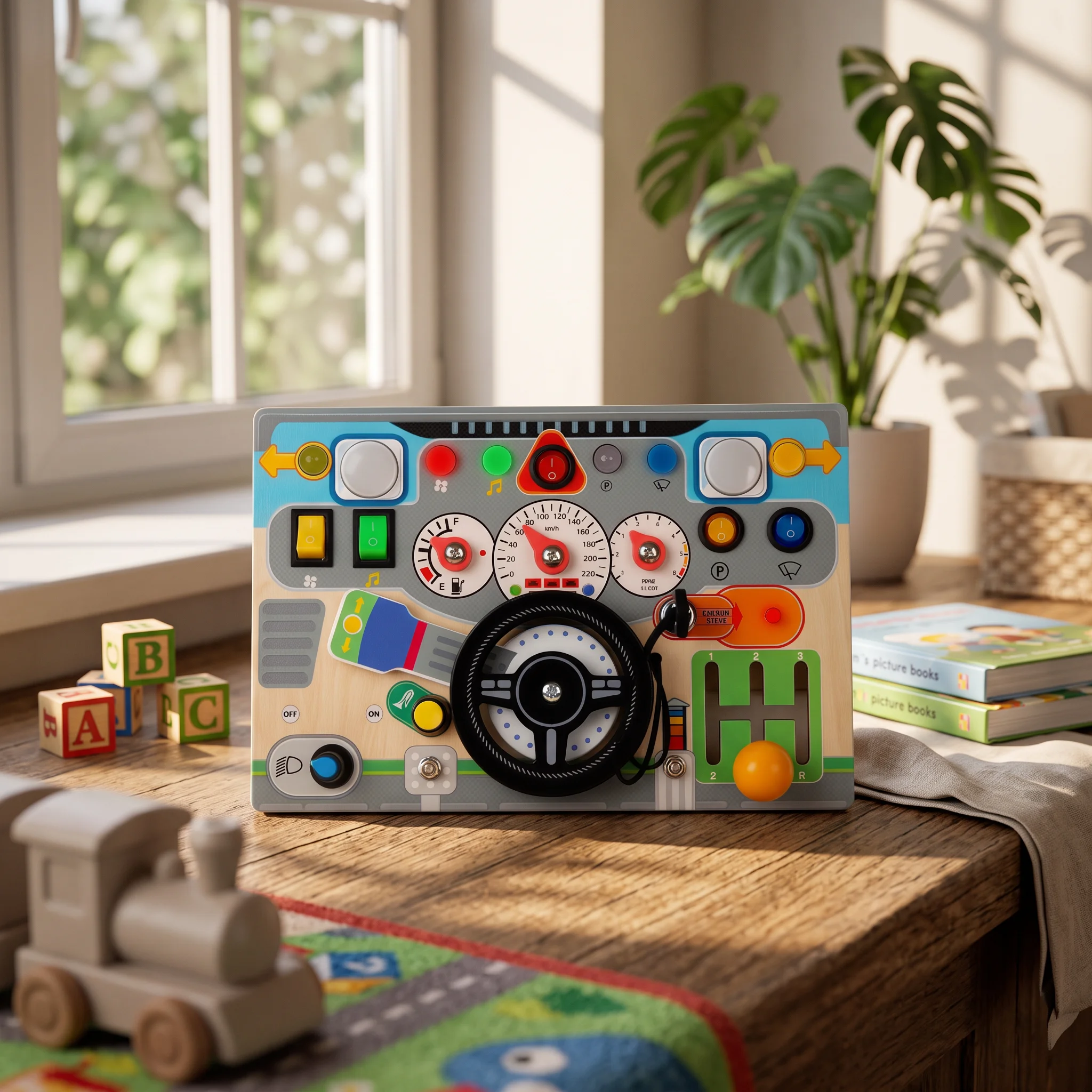 busy-board-with-lights-and-switches-fine-motor-wooden-busy-board-play-panel-screenless-educational-toy-sturdy-for-toddlers