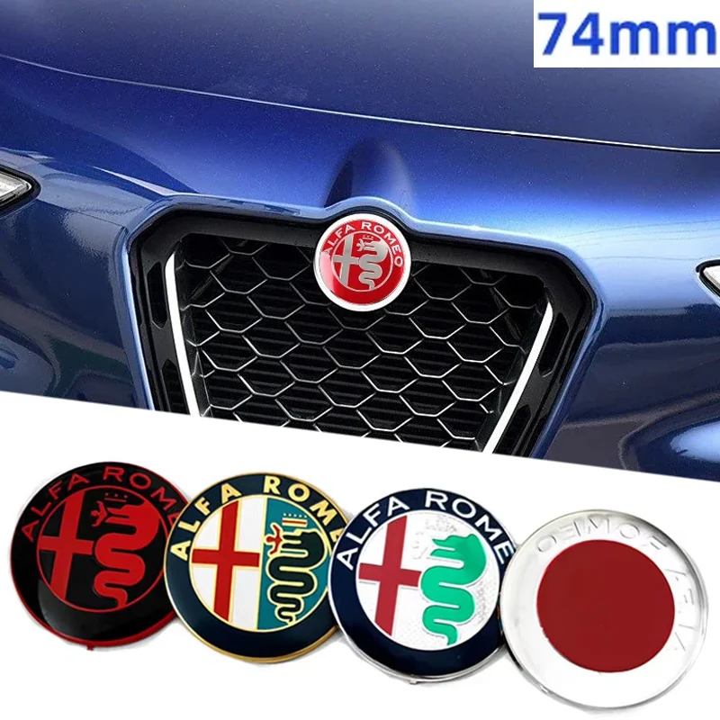 

74 мм автомобильная передняя задняя эмблема, наклейка на багажник, сменные аксессуары для Alfa Romeo Logo Giulia 159 147 156 Stelvio Giulietta Mito