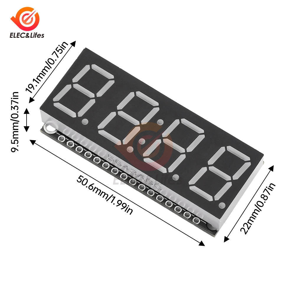 Produktbild von 0,56 Zoll 4-stelliges 7-Segment Display Modul Mit HT16K33 – I2C, Einstellbare Adresse, Für Uhren & Anzeigen