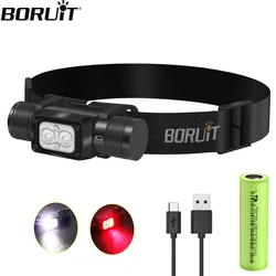 BORUiT HP340 LED Headlamp 2000LM XPG Type-C Rechargeable Waterproof Powerful Headlight With Memory Function for Camping Fishing