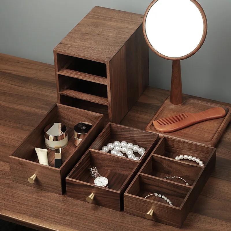 

Retro Storage Box, Walnut Drawer Style Small Box Desktop Coffee Table, Used for Storing Solid Wood Decorations