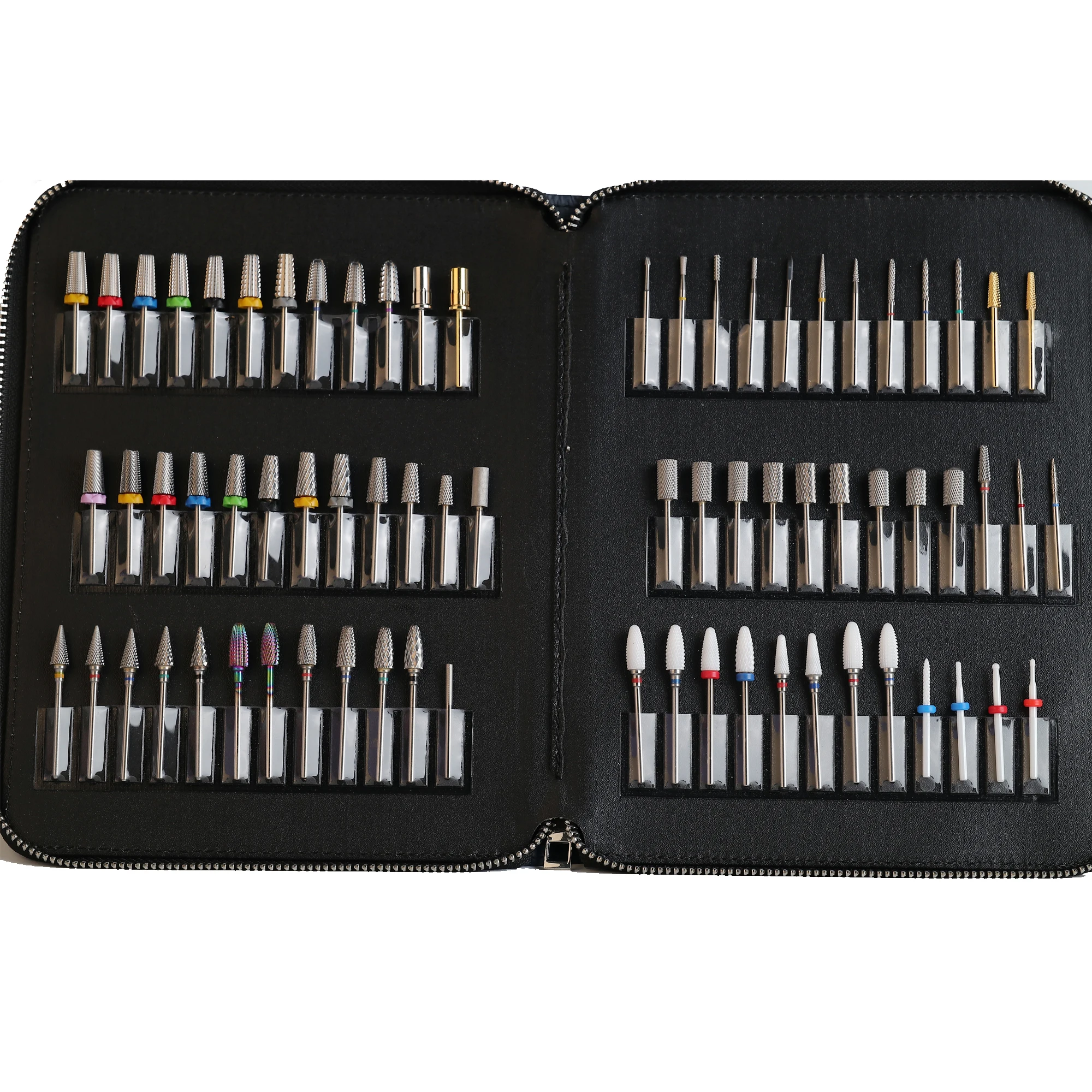 72Pcs Nail Bits Set Sample Display Manicure Tool Case Cuticle Clean Ceramic 5 in 1 Tungsten Carbide Nail Drill Bit