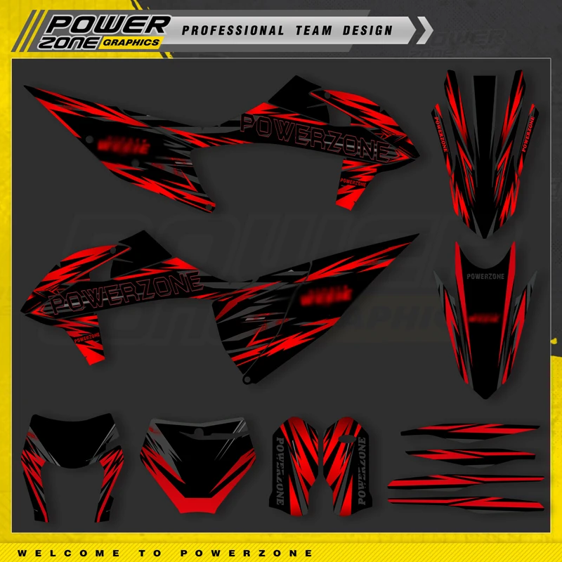 PowerZone Custom Team Graphics Backgrounds Decals Stickers Kit For KTM SX SXF MX 2019-2022 EXC XCW Enduro 20-23 125 to 500cc