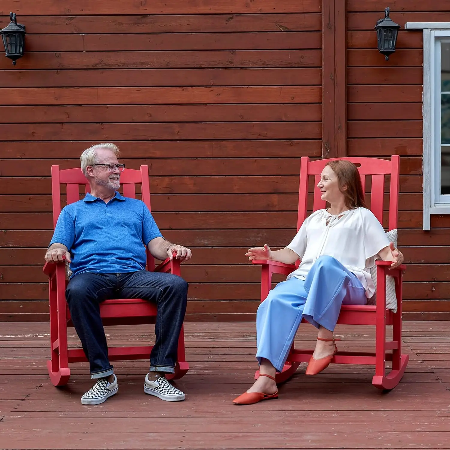 Oversized Outdoor Rocking Chair Set of 2 Porch Rocker with 21