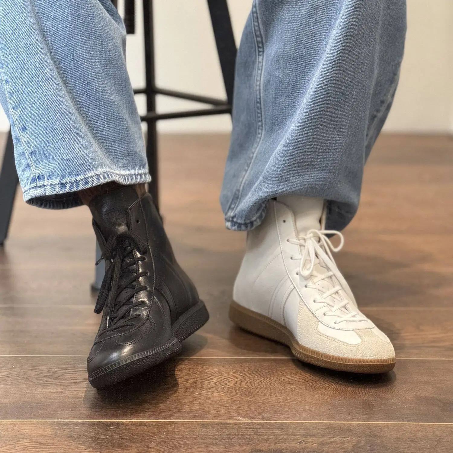 

Mens Genuine Leather High Top Sneakers Casual Lace Up Ankle Boots Fashion Retro Trainers for Men Daily Wear Streetwear Shoes New