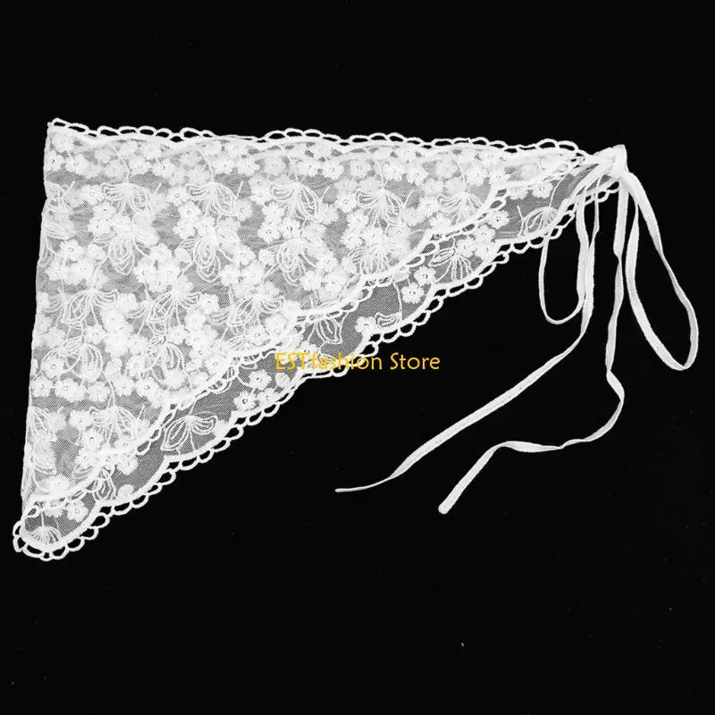 y5gc-刺繍レースバンダナヒジャブ-ソフトで快適なヘッドスカーフ、フレンチカントリーの美的バンダナを披露