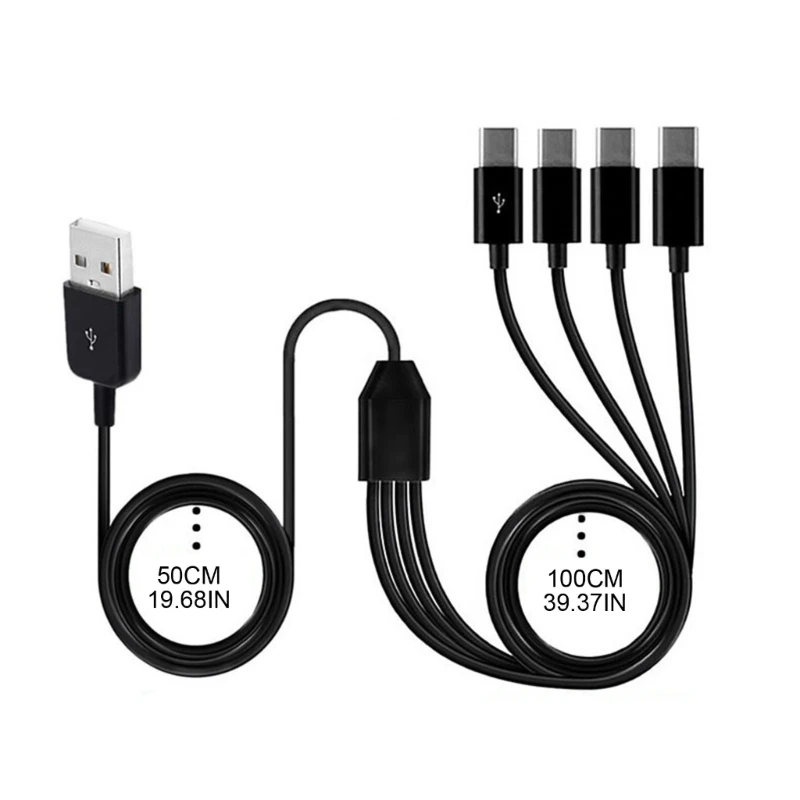 XD99 Multi Charging Cable 4 in 1 Multiple USB Fast Charge Cord with 4x Type C Port Connectors for Cellphones Tablets