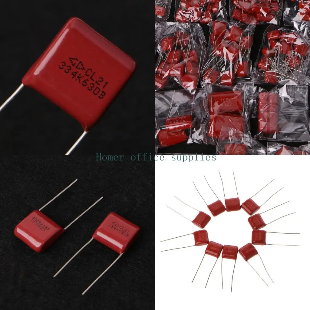 

K43B 200pcs 25 Values 630V 0.001uf~2.2uf CBB Metal Film Capacitors Assortment