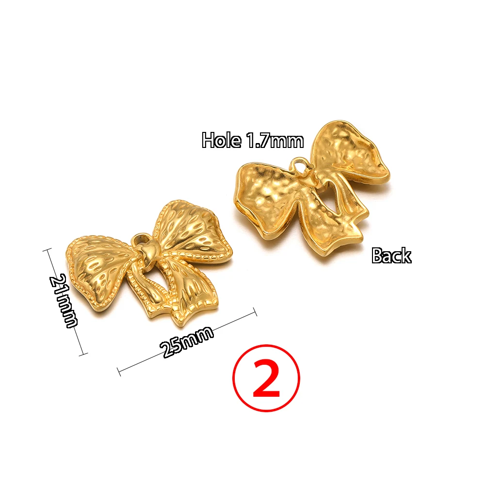 5 Stück Edelstahl-Schleifenanhänger, niedliche Mode-Sommer-Serie, schlichter Stil, Anhänger für Halsketten, Ohrringe, handgemachter DIY-Schmuck – Detail 4
