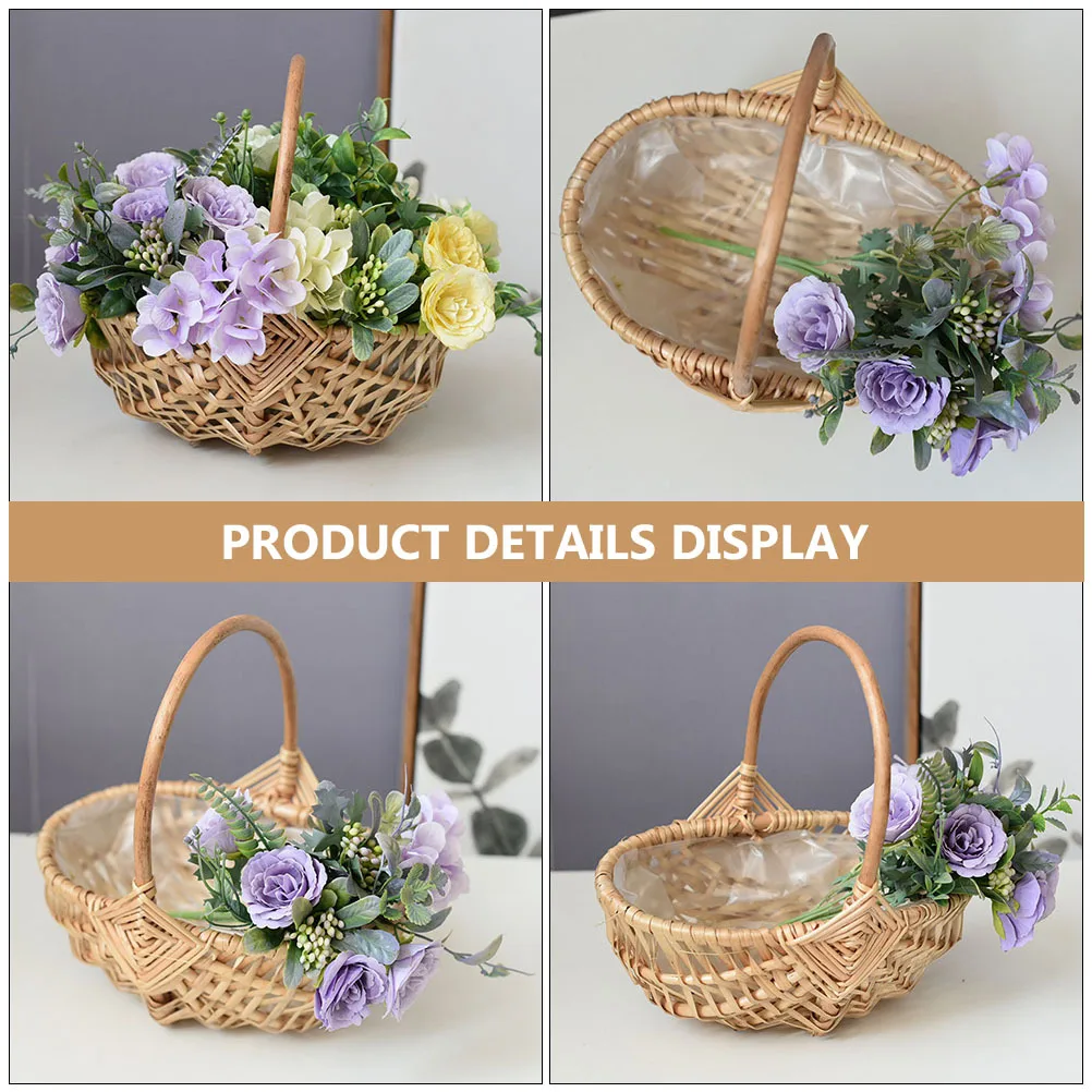 

2Pcs Flower Arrangement Baskets Handwoven Rattan Material with Handle Ideal for Wedding Decoration Bridal Shower Home Decor