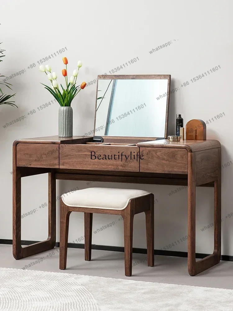 

X4 Nordic black walnut dresser modern simple solid wood clamshell storage cabinet