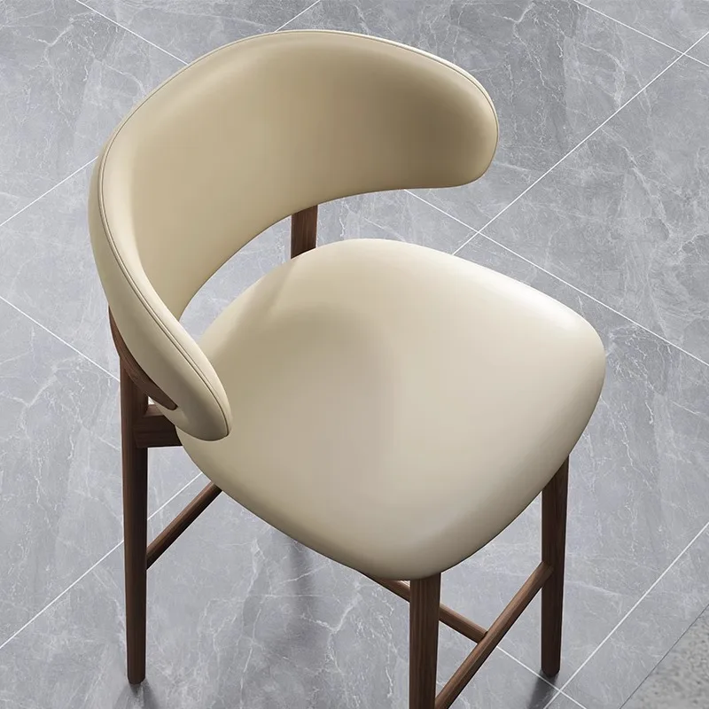 كرسي بار من الخشب الصلب على شكل جزيرة مصمم للرياح الصامتة كرسي إسكندنافي بسيط من القطن والكتان كرسي مرتفع للمنزل الفاخر #6