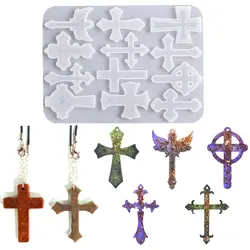 Cross Pendants Resin Mould Silicone Mold for DIY Jewelry Making Pendant Keychain Necklace Crystal Crafts Casting Tools