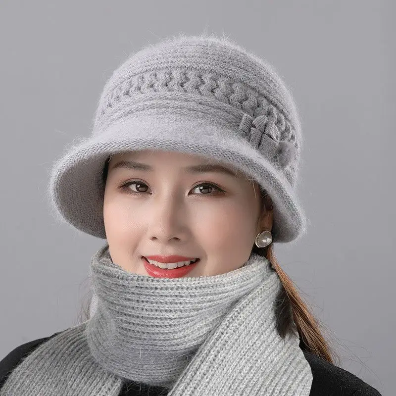 Conjunto de dos piezas para mujer, gorro y bufanda de lana de punto, forro polar grueso, protección contra el frío, moda de ocio, cálido, invierno,