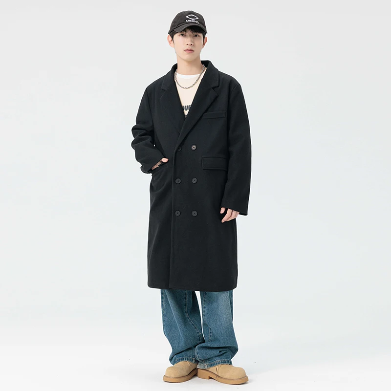 

Мужское шерстяное пальто Briti Sle: осеннее, стильное, средней длины, повседневное, свободного кроя, ветровка из полиэстера