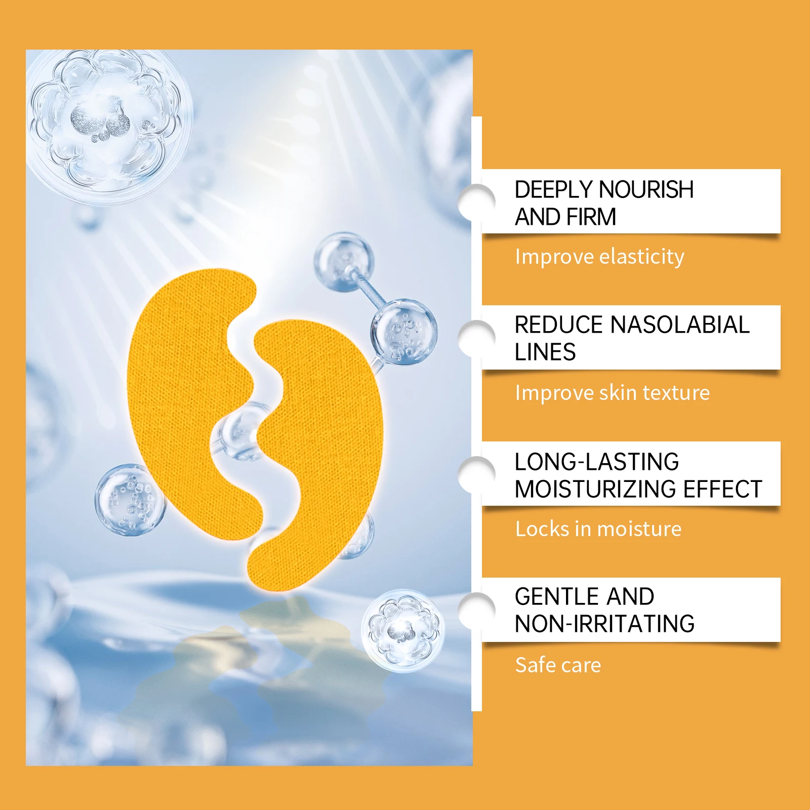 Parche para eliminar arrugas, pliegues nasolabiales hialurónicos, pegatina de Estiramiento facial, Gel reafirmante de líneas finas para la frente, mascarilla de colágeno antienvejecimiento