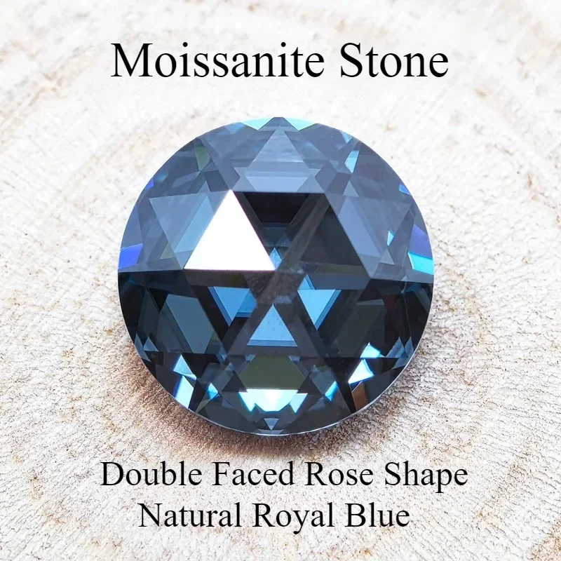 

Moissanite Stone Double Faced Rose Shape Natural Royal Blue Color for DIY Top Charms Jewelry Making Materials with Certificate