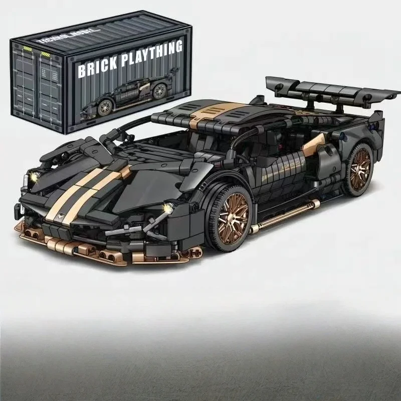 1280Pcs Technology 1:14 Black gold Supercar racing building blocks assembled brick car toy gift for  birthday present