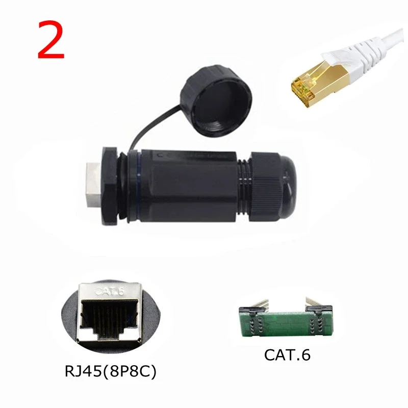 Сетевой кабель RJ45 Водонепроницаемый разъем RJ45 CAT6 Женский экранированный M25 с одной двойной головкой Наружный провод Водонепроницаемая розетка