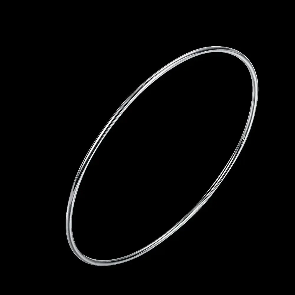 Women 925 Sterling Silver fine Simple circle bangle bracelet Fashion Party Popular brands Jewelry girl student Christmas gifts