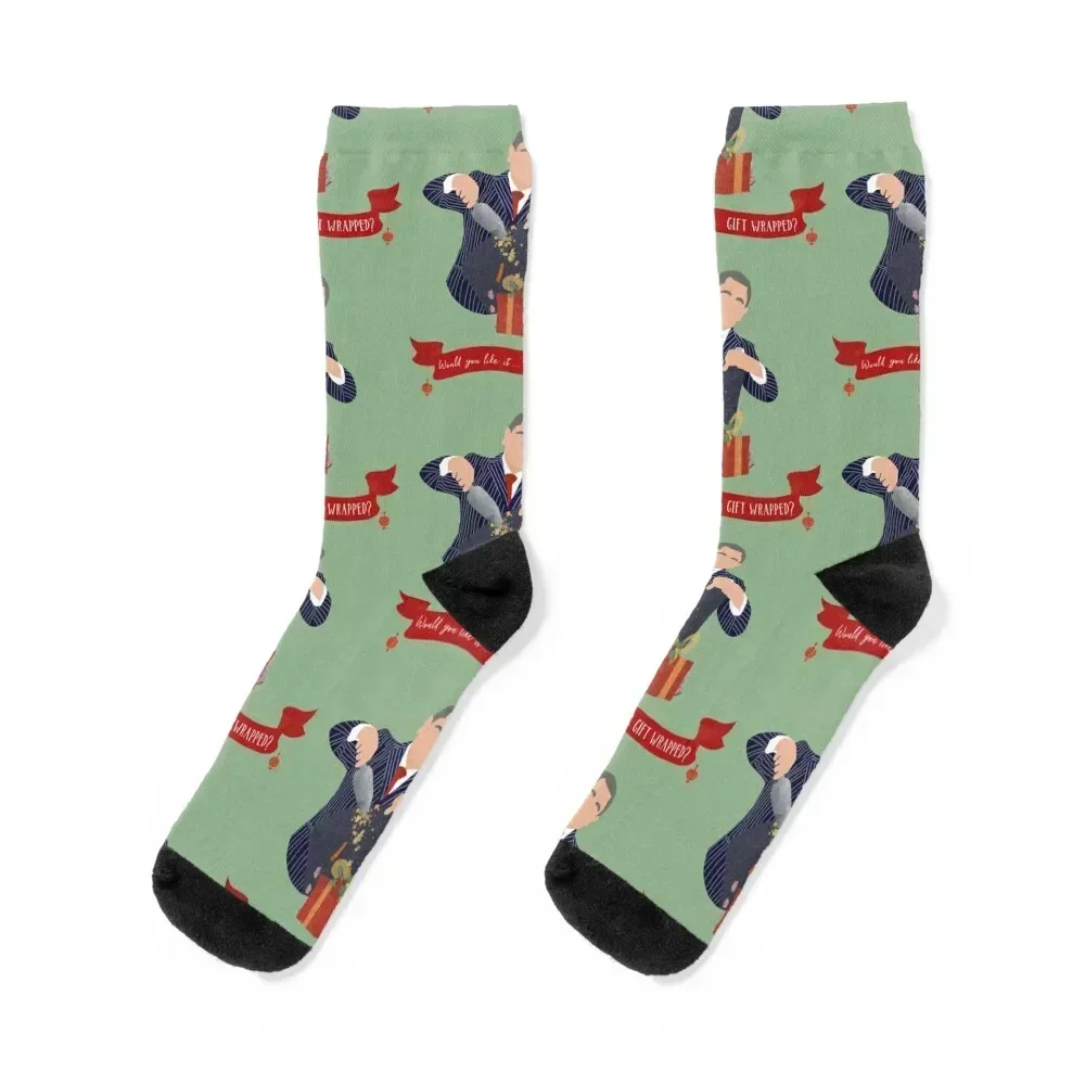 

Love Actually Would you like it Gift Wrapped Socks funny sock anti-slip crazy Men Socks Women's