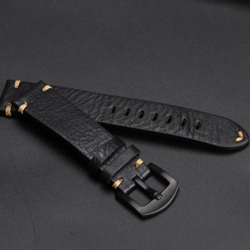Handmade head layer cowhide leather strap 20 22 18MM High-end Italian leather bracelet. Soft brown black maroon men\'s bracelet