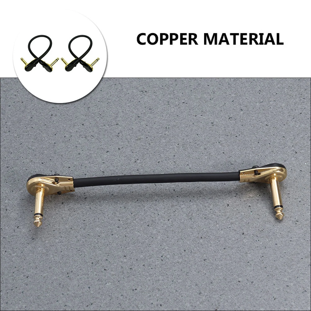 

2pcs Gold-plated Flat Head Cable Copper Durable Noise-free Electric Guitar Bass Instrument Keyboard Audio Equipment