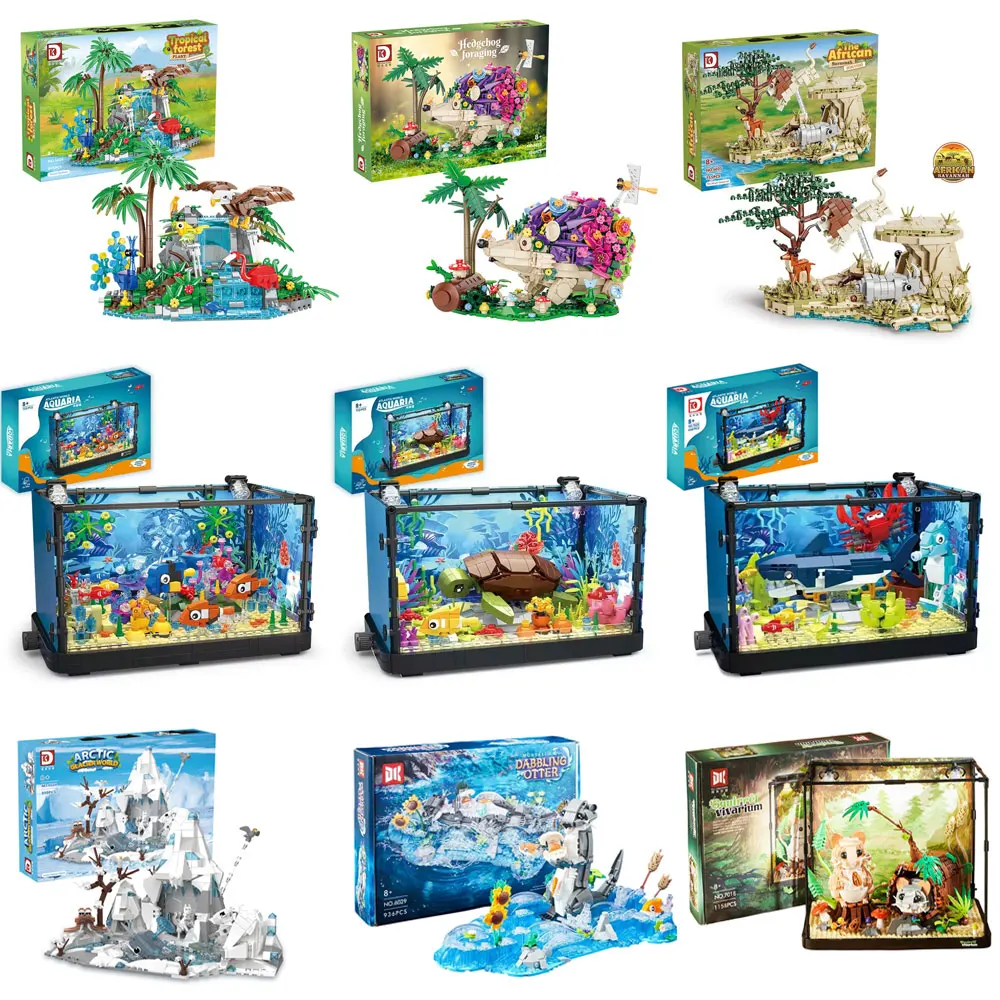 

Multi Theme Animal Series Building Blocks Set Tropical Rainforest Glacier Underwater World Model DIY Education Bricks Toys