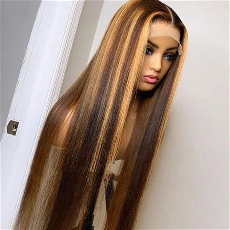 

Glueless Preplucked 26”Long Highlight Blonde 180%Density Straight Lace Front Wig For Black Women With BabyHair Daily Cosplay