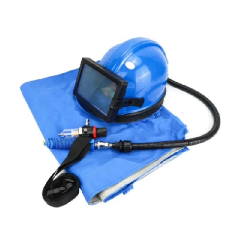 Air conditioning oxygen supply sandblasting helmet, one-piece and split sandblasting protective clothing, temperature regulator
