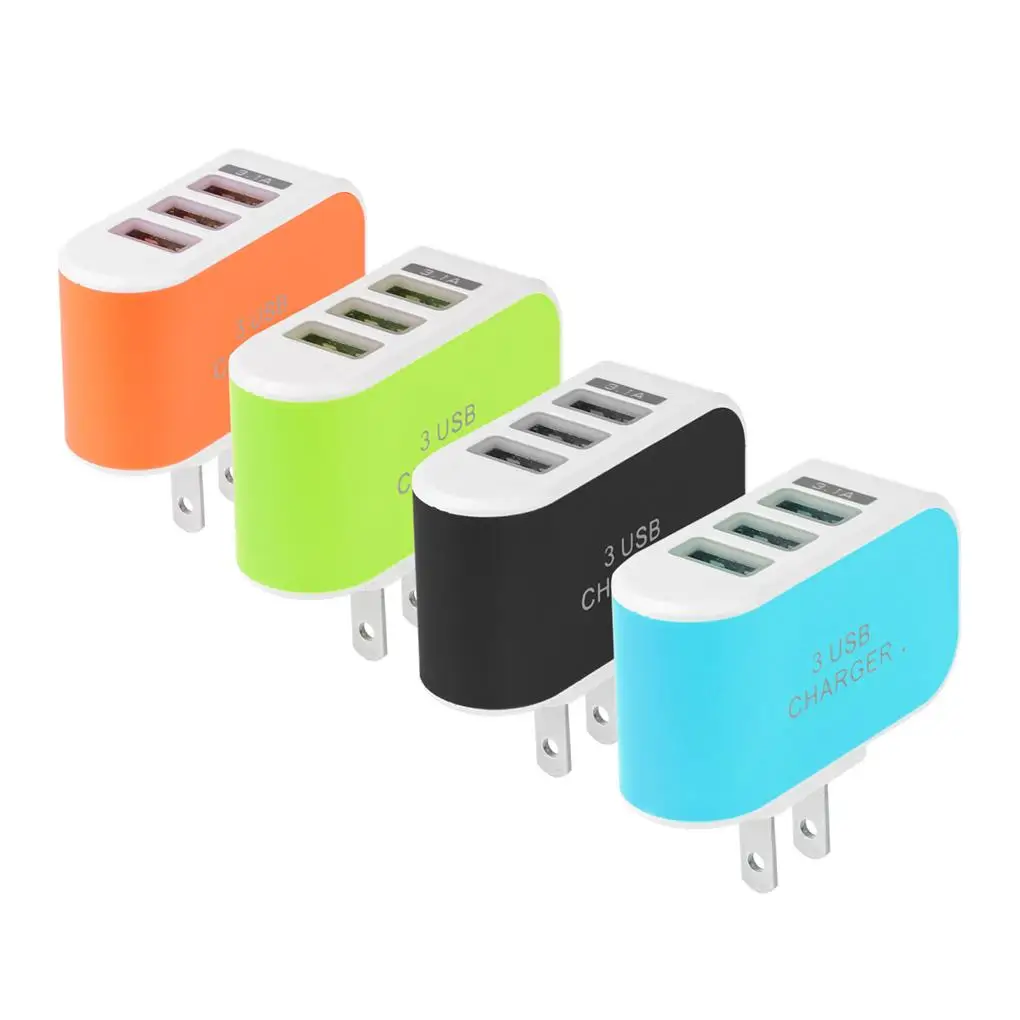 شاحن جداري LED متعدد الوظائف ، شواحن 3USB ، شاحن سفر ، AC-، V