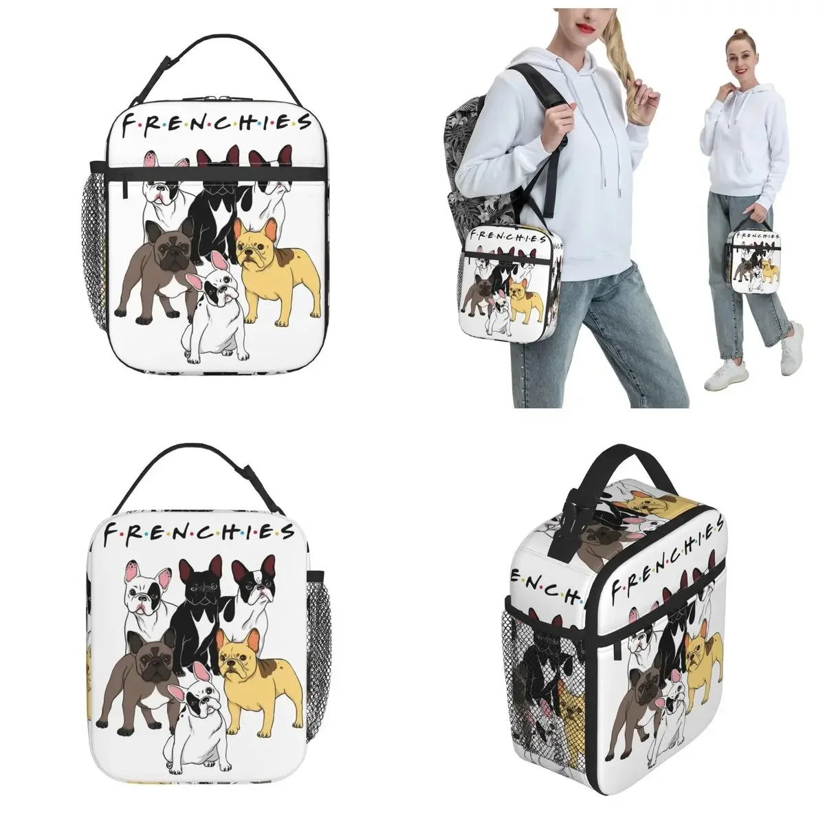 French Bulldog Frenchie Merch Insulated Lunch Bags For School I Love Dogs Puppy Food Storage Bag Cooler Thermal Bento Box